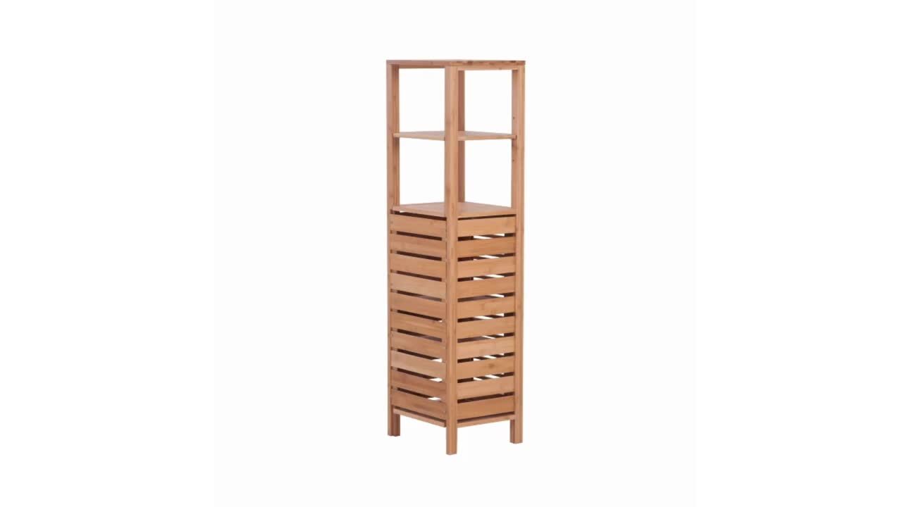 Linon Bracken Mid Cabinet 13-in x 46.5-in x 11-in Natural Bamboo Wood Freestanding Linen Cabinet