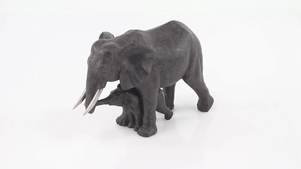◆BLUE ELEPHANT◆ SIGMA grey Litton Lane 7 in. x 13 in. Gray Polystone Elephant Sculpture