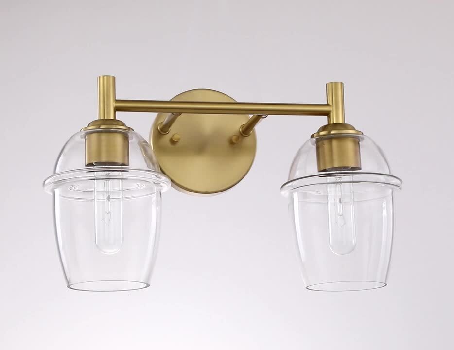 Designers Fountain - Summer Jazz 16 in. 2-Light Brushed Gold Classic Vanity Light with Clear Glass Shades