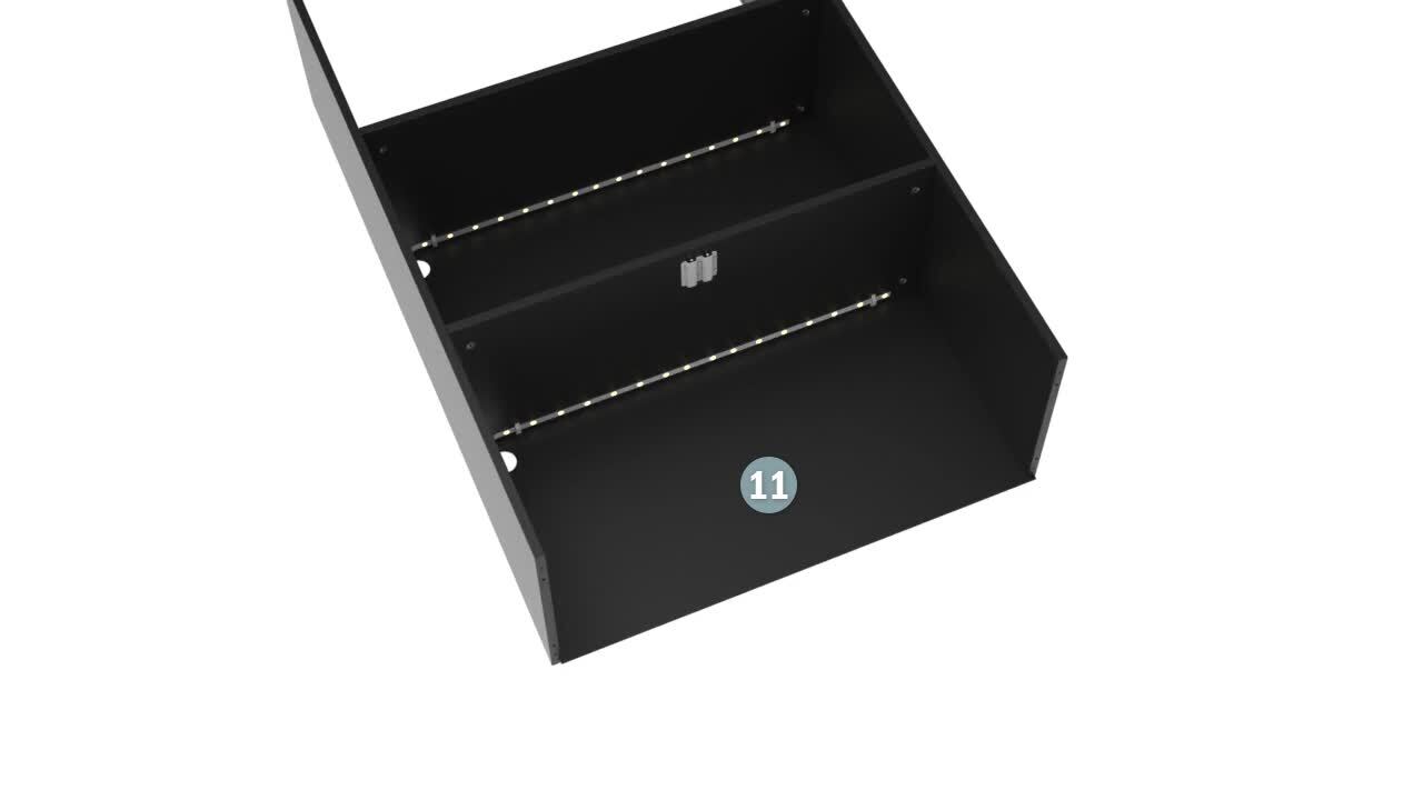 FUFU&GAGA 2 Drawers Glass Display Cabinet with Lights and Pop-up Doors