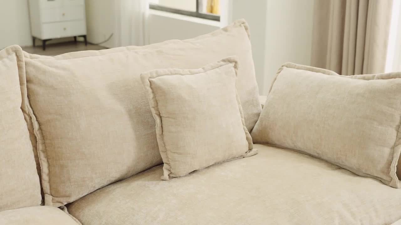 Allwex YC 107 in. Wide Arm 3-Piece Modern Chenille U-Shape Modular