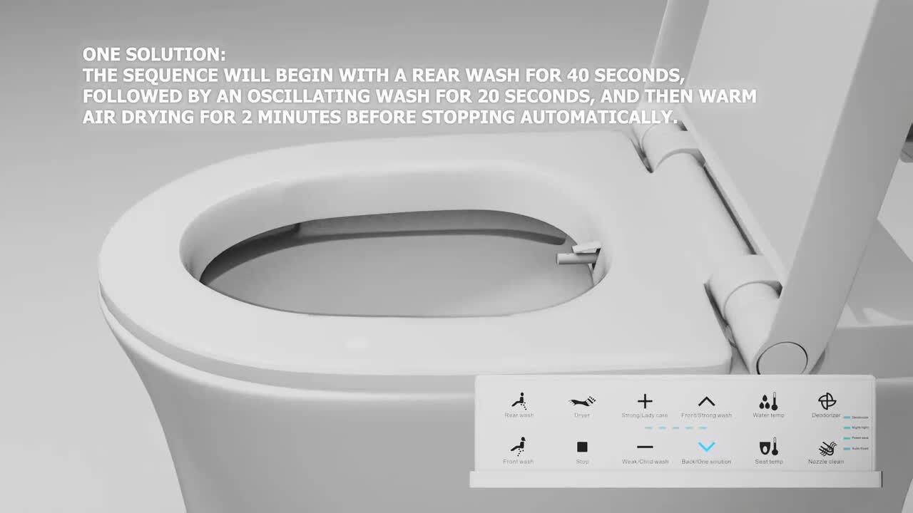 CATALINA 1.28 GPF Smart Bidet Toilet with Auto Open/Close Lid, Gloss White