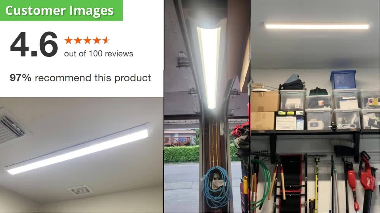 42 in. 3400 Lumens Integrated LED Strip Light Fixture Quick Easy Install Garage Light Workshop 4000K Bright White