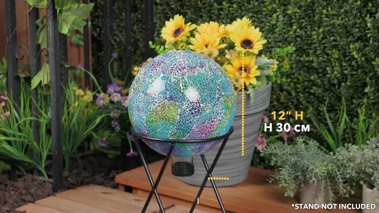 Alpine Corporation 12 in. Tall Shades of Blue Crackle Glass Gazing Ball  HMD226 - The Home Depot, image size:1280x720