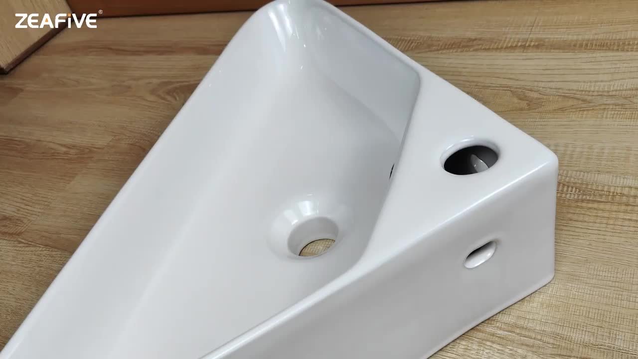 Zeafive 22.5 in. White Ceramic Corner Wall Mounted RV Bathroom