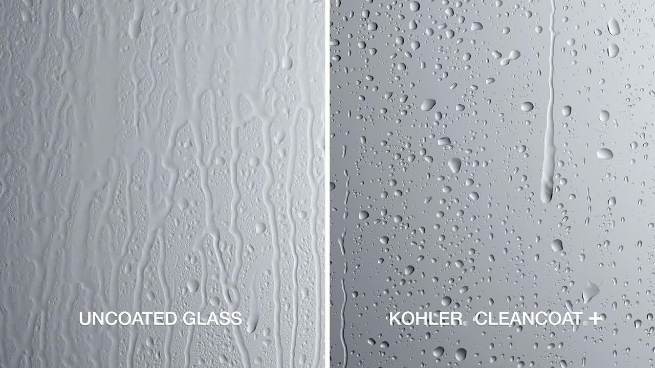 KOHLER Cursiva 44-48 in. W x 78 in. H Sliding Frameless Shower Door in Bright Polished Silver KOHLER Cursiva 44-48 in. W x 78 in. H Sliding Frameless Shower Door in Bright Polished Silver