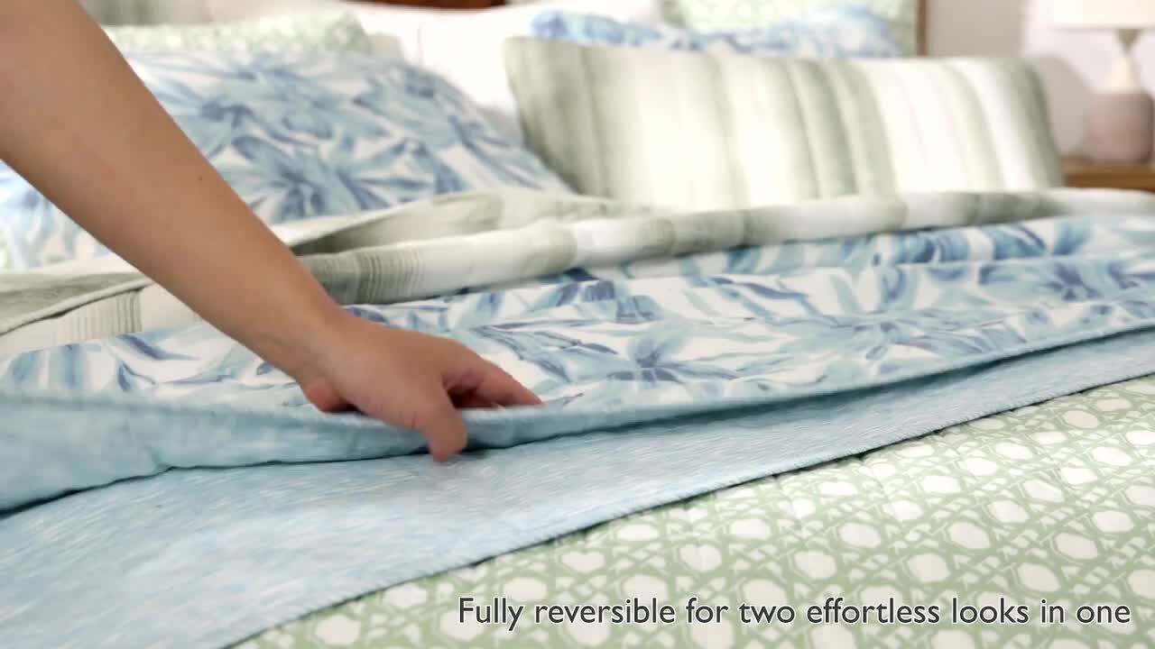 Tommy Bahama Bon Voyage 2-Piece Sterling Blue Twin Cotton Quilt