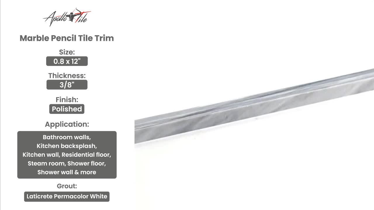 Apollo Tile 10-Pack Gray 1-in x 12-in Marble Pencil Tile (0.667-sq. ft/ Carton)