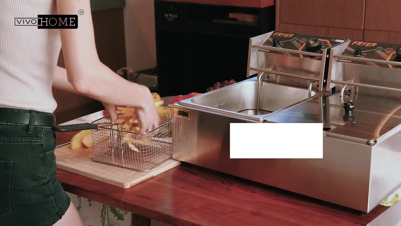 Commercial 20.7 qt 2 Basket Deep Fryer with Timer VIVOHOME