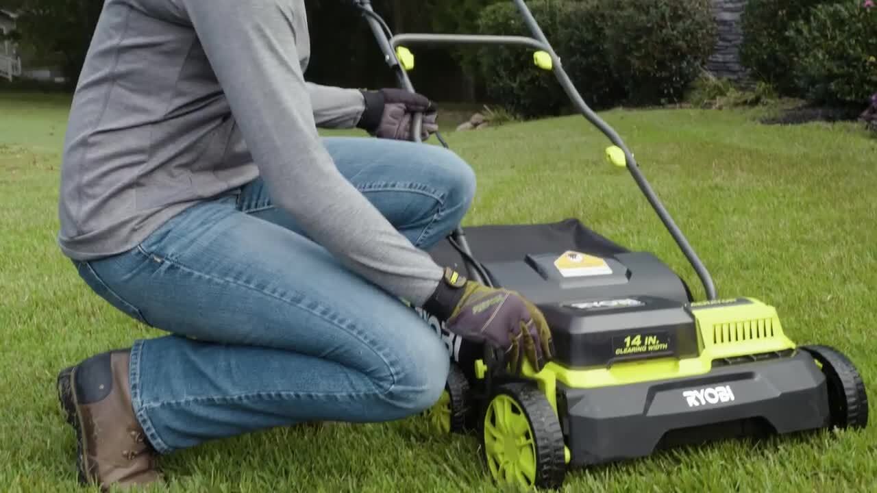 ONE HP 18V Brushless 14 in. Cordless Battery Dethatcher Aerator with 2 4.0 Ah Batteries and Charger