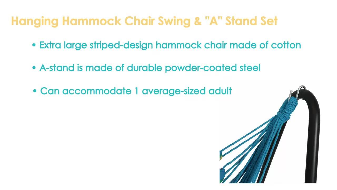Sunnydaze 5 ft. Fabric Hanging Hammock Chair with Space Sunnydaze 5 ft. Fabric Hanging Hammock Chair with Space