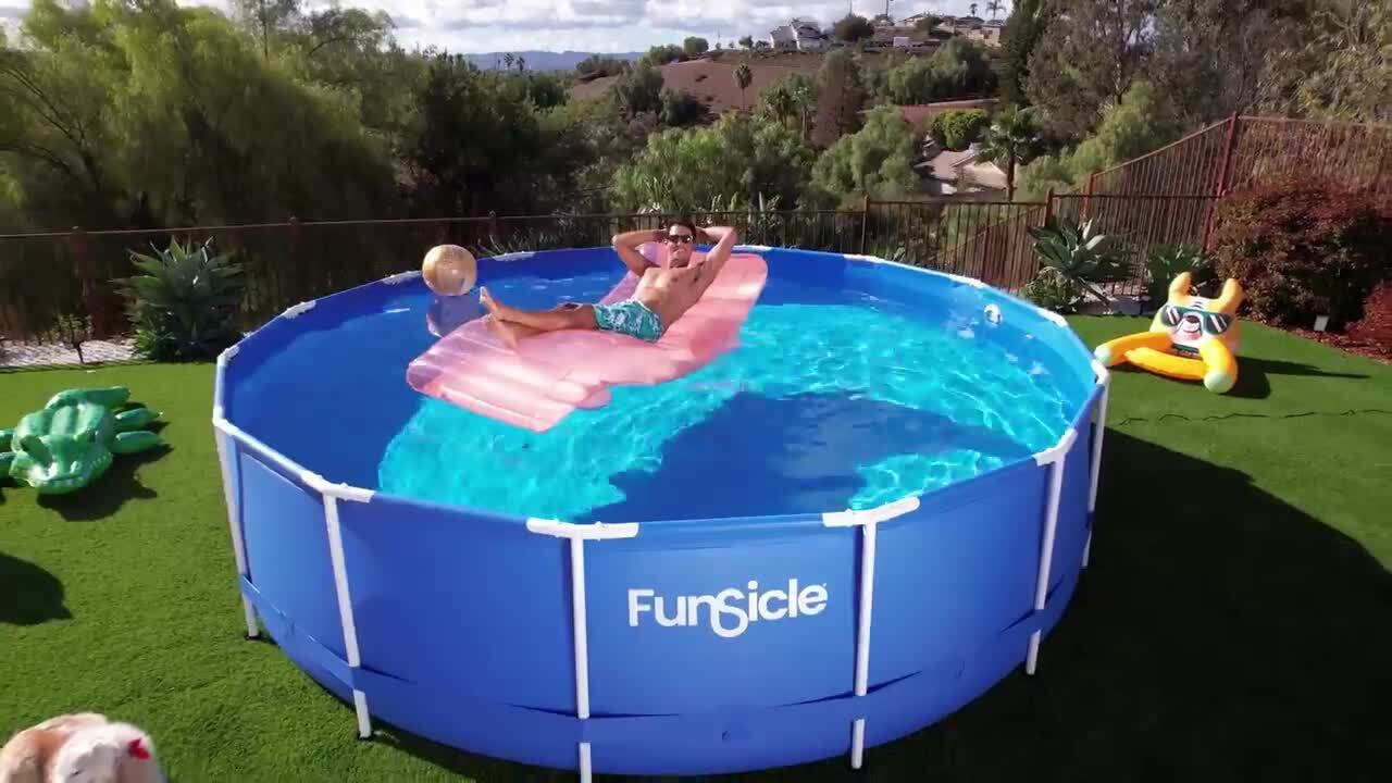 Funsicle 16 ft. Round 48 in. Deep Oasis Designer Frame Swimming 