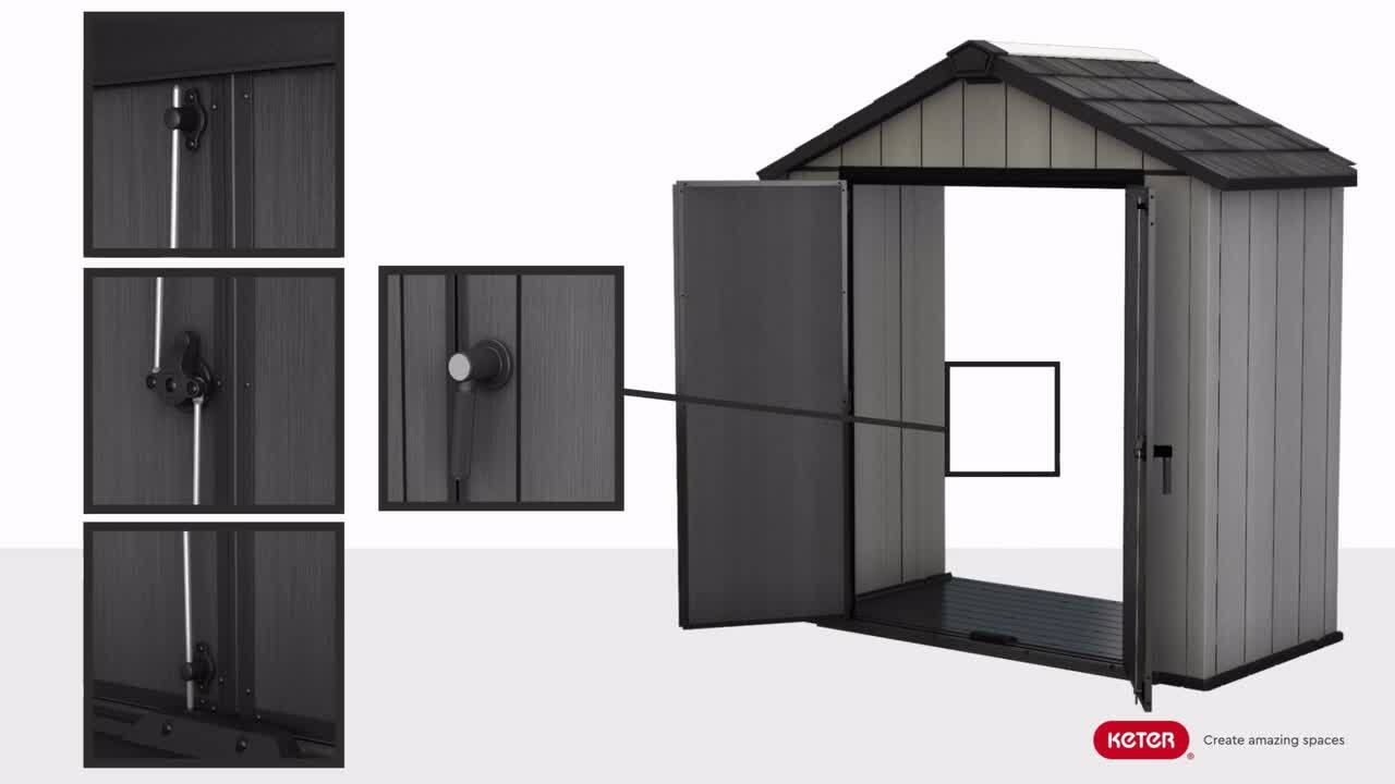 Keter Oakland 7.5 ft. W x 7 ft. D Large Grey Durable Resin Plastic