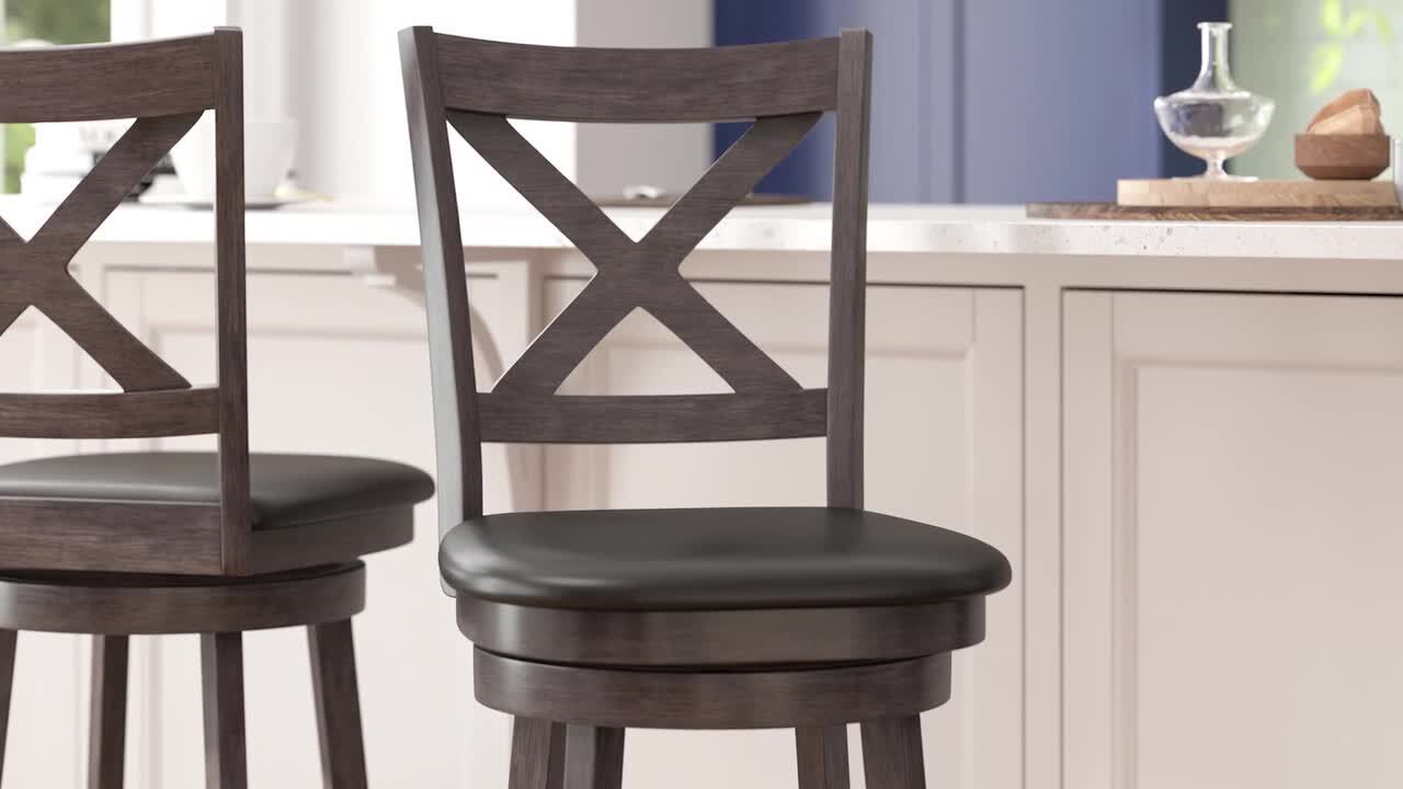 43 in. Walnut Finish Solid Wood Uphol...