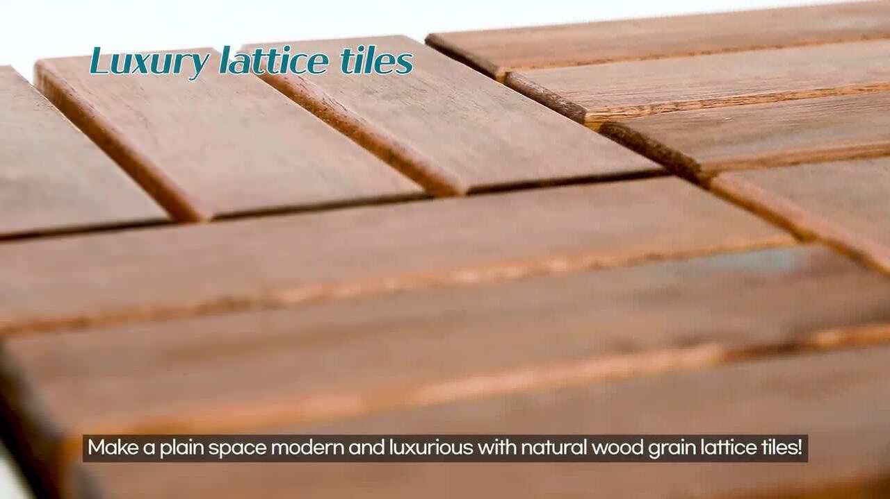 12 in. x 12 in. Square Acacia Wood Interlocking Flooring Tiles Striped Pattern Brown (10-Pack)