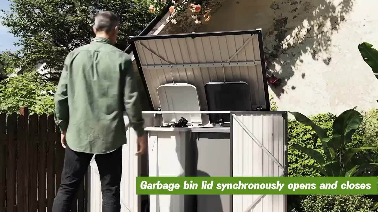 Sizzim 5 ft. W x 2.6 ft. D Trash Can Metal Storage Shed with Chain