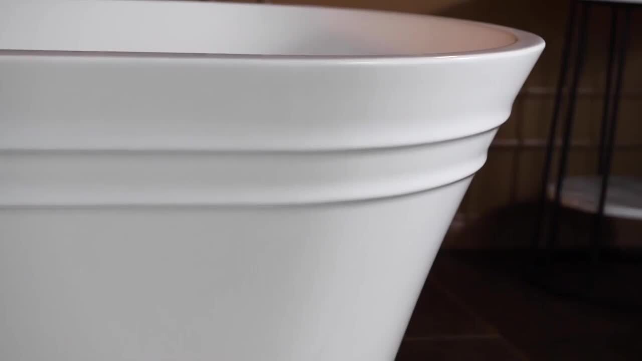 Camden 59 in. Acrylic Freestanding Double Ended Soaking Bathtub with Drain and Overflow Included in White Camden 59 in. Acrylic Freestanding Double Ended Soaking Bathtub with Drain and Overflow Included in White