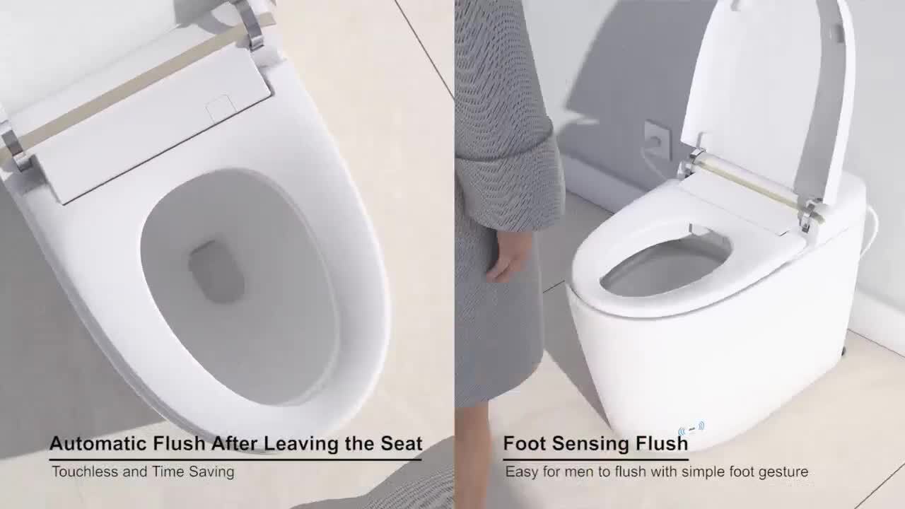 Smart Elongated Bidet Toilet with Adjustable Sprayer, Deodorizing, and Soft Close