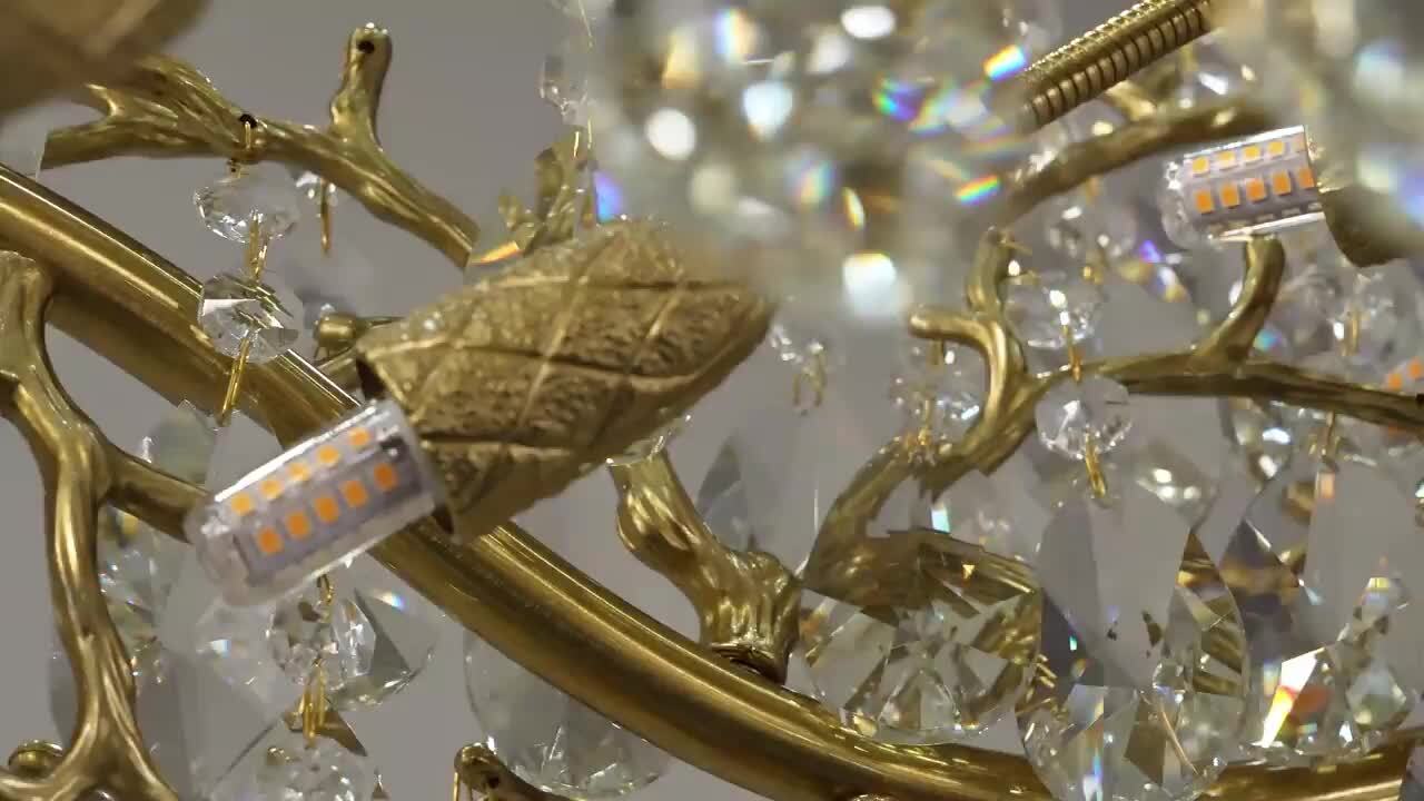 Miles Lightings 59 in. 18-Lights Gold Luxury Crystal Linear