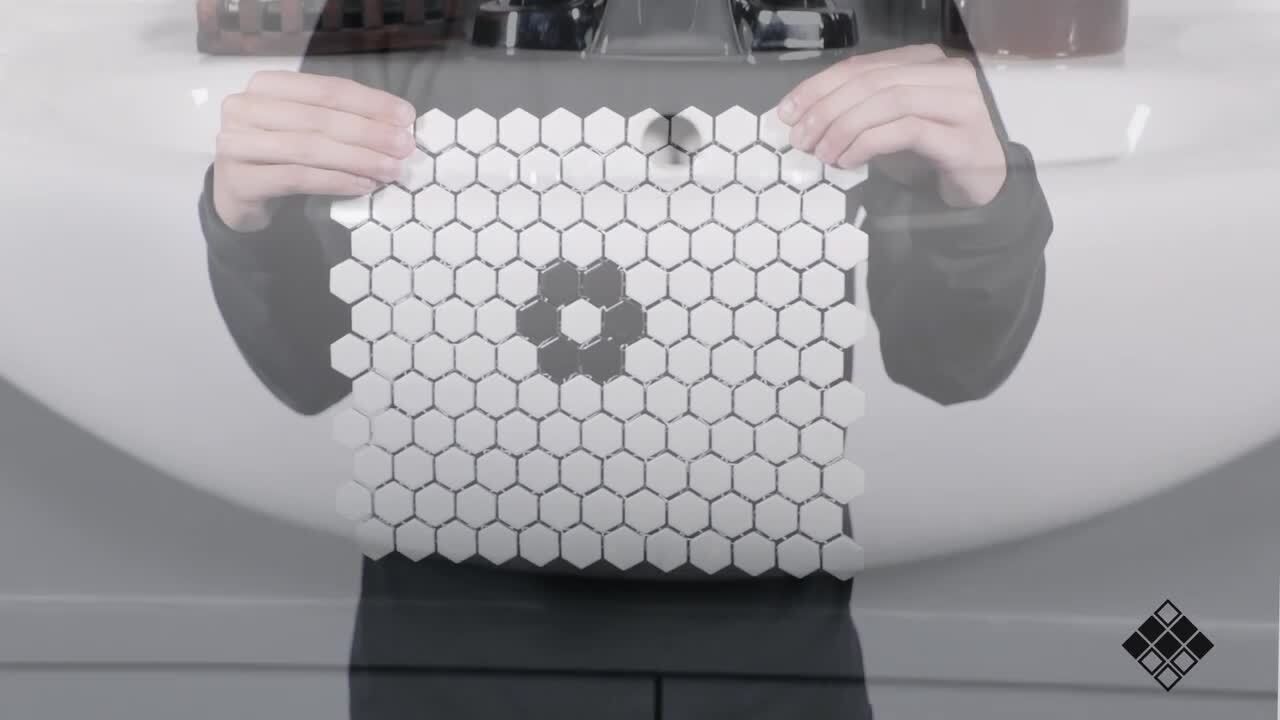 Merola Tile Metro 1 in. Hex Matte White with Single Flower 10-1/4