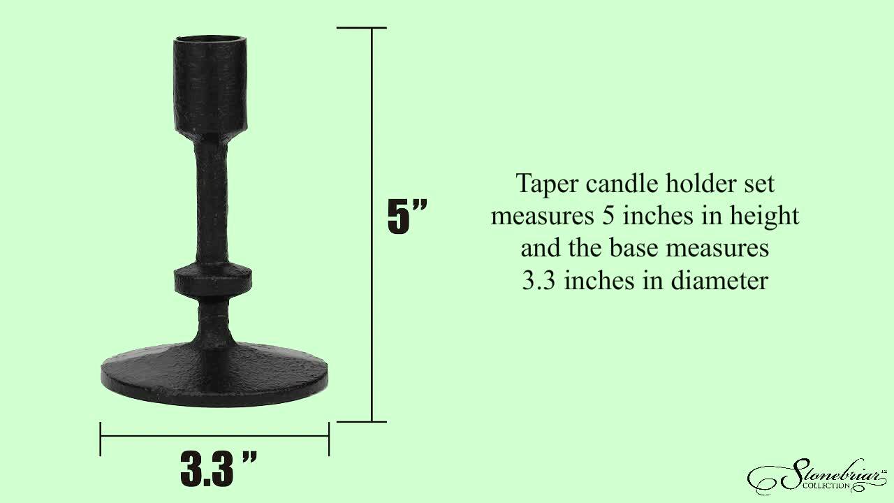 Stonebriar Collection 5 in. Black Small Cast Iron Metal Taper