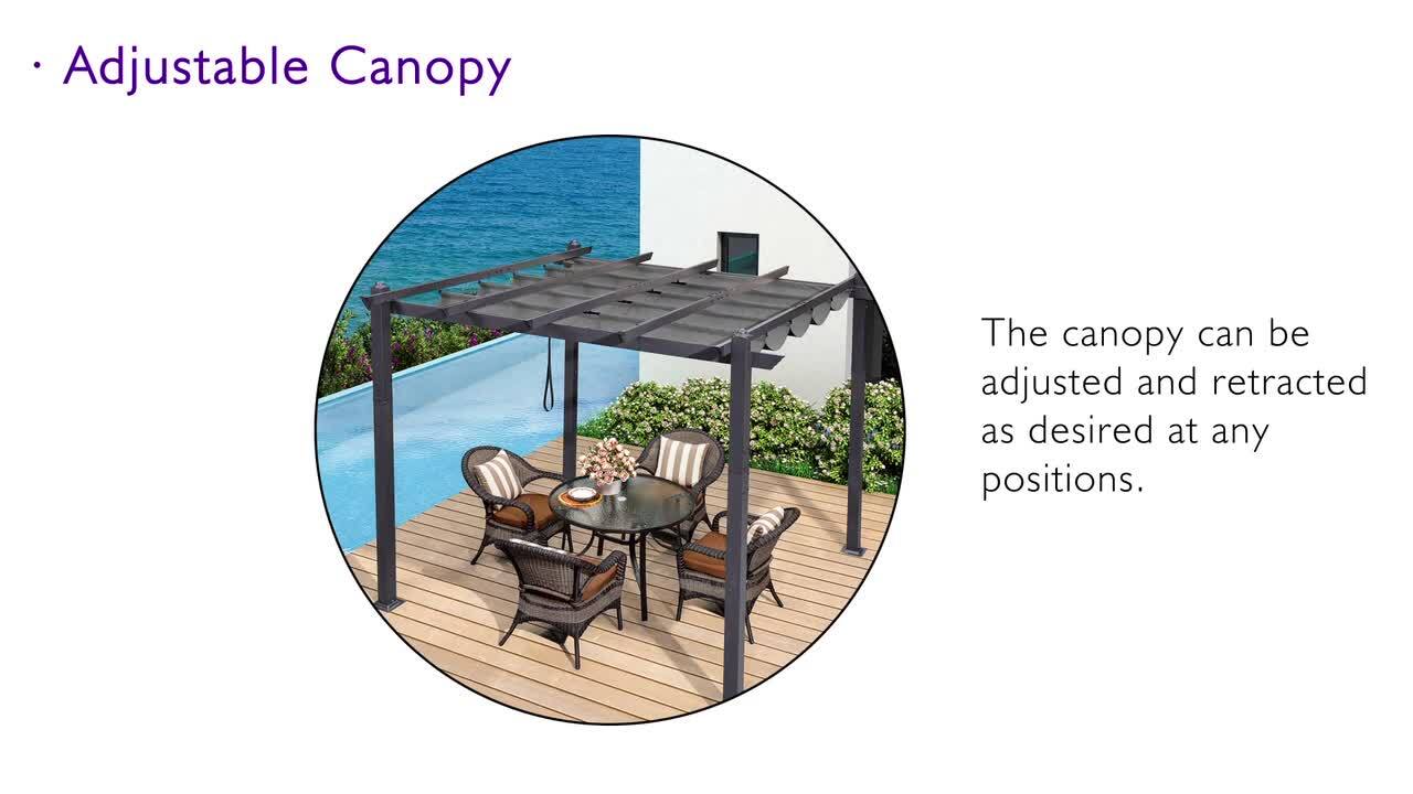 PURPLE LEAF 10 ft. x 10 ft. Gray Aluminum Frame Outdoor Patio