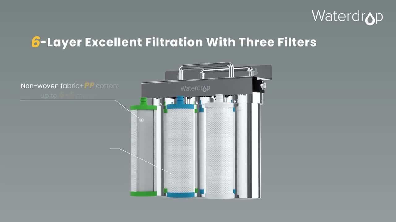 Waterdrop Ultra filtration under sink water filter system Single-stage  Activated Carbon Under Sink Water Filtration System