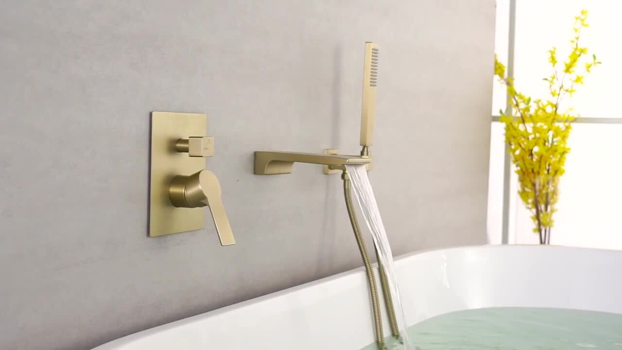 Brass Brushed Gold Bath Tub Shower SPA Spout 180 Degree Swivel Basin Tap Faucet