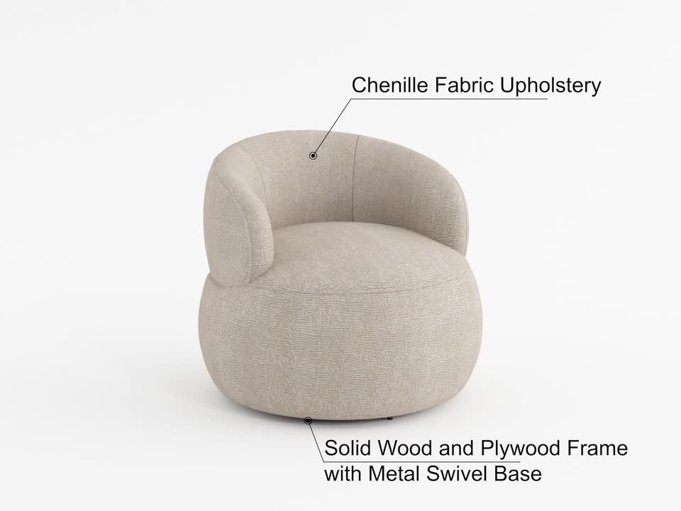 Lazzara Finnegan Rusty Orange Chenille Swivel Chair 1241RST-1