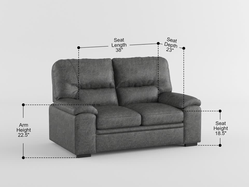 Lazzara Monroe 62 in. W Dark Gray Microfiber Loveseat 9407DG-2