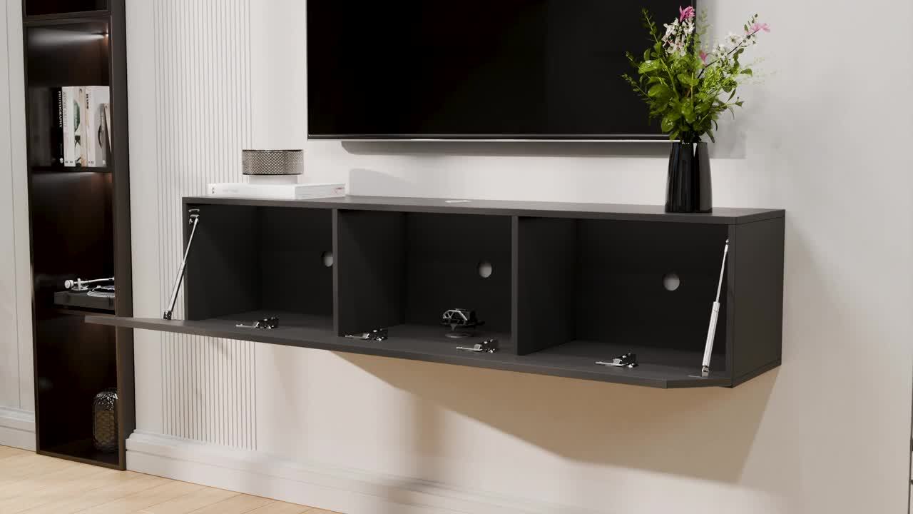 Hommpa 55.1 in. Black Floating TV Stand Fits TV's up to 65