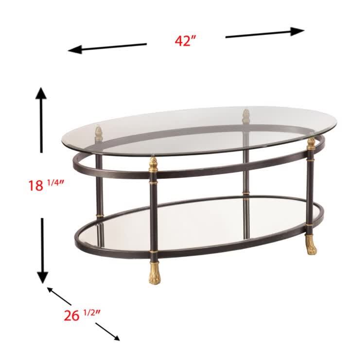 Home Decorators Collection Bella Large Oval Gold Metal and Glass Coffee  Table with Shelf (46 in. W x 18 in. H V183102XXA-NP - The Home Depot