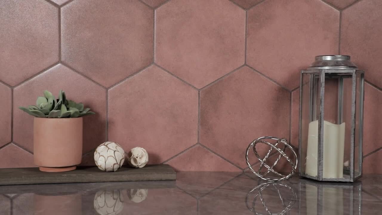 Merola Tile Matter Hex Canvas Taupe Green 7-7/8 in. x 9 in