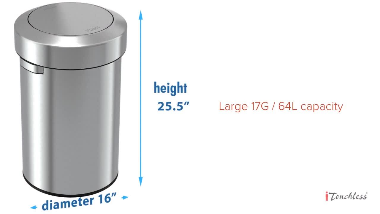  iTouchless 18 Gallon Rectangular Open Top Trash Can and Recycle  Bin with AbsorbX Odor Control System Ultra Space-Saving Large Capacity  Commercial Grade for Home, Office, Garage, Stainless Steel : Home 