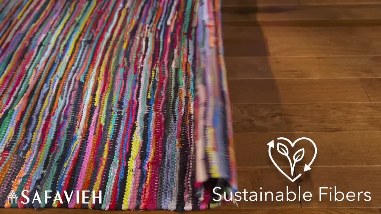 SAFAVIEH Rag Rug Multi 8 ft. x 8 ft. Square Striped Area Rug
