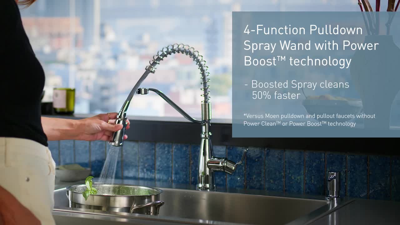 Moen Nolia Matte Black Single-Handle Spring Kitchen Faucet With Pull-Down Sprayer & Soap Dispenser
