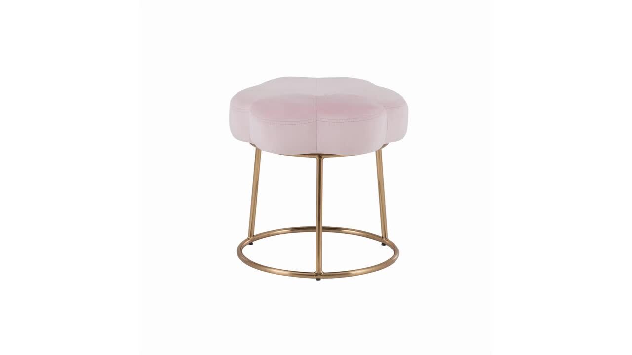 Linon Home Decor Vanessa Pink Velvet 17.75W x 17.75D x 17.75H Floral  Shape Vanity Stool THD02687 - The Home Depot