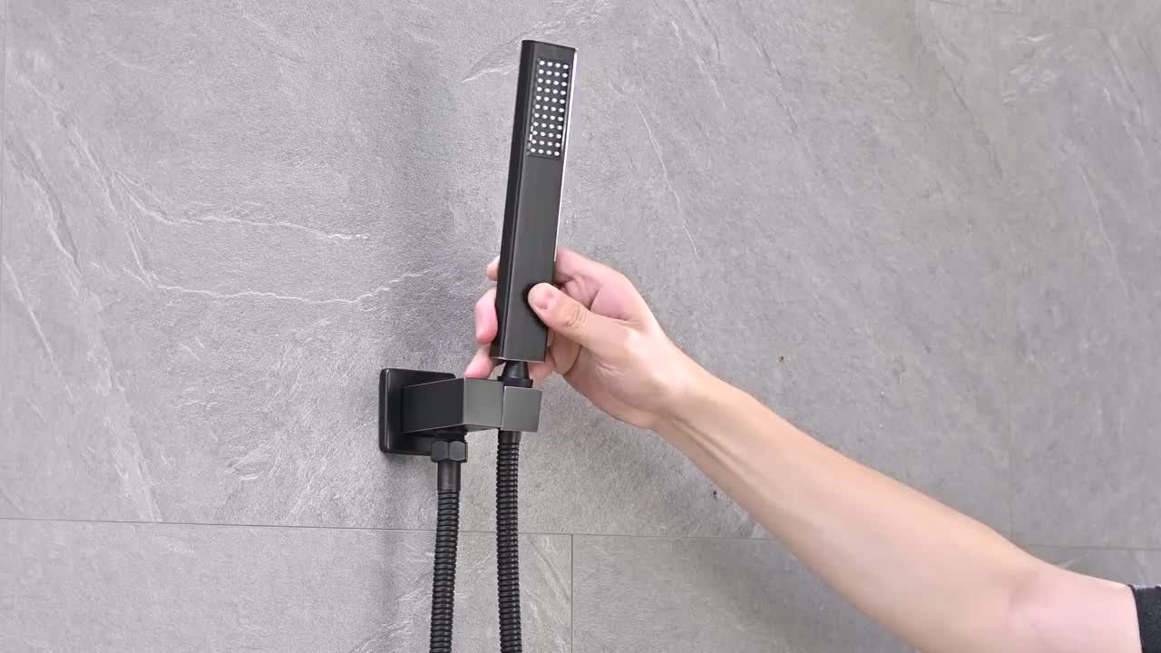 BWE - Rainfall 2-Handle 2-Spray 12 in. Square High Pressure Shower Faucet in Matte Black (Valve Included)