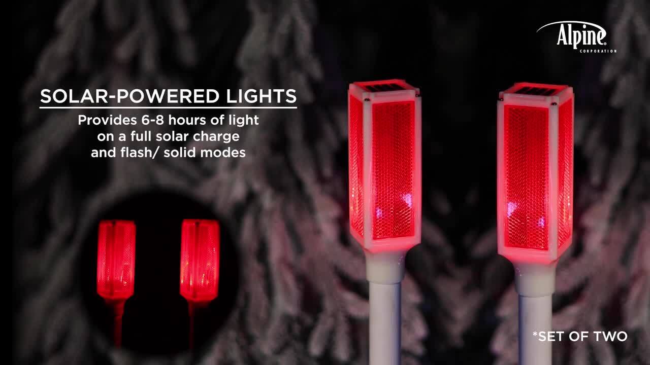 Alpine Corporation 43 in. Tall Outdoor Solar Powered Driveway Markers with  Red LED Lights (Set of 2) SLC104SLR-RD-2 - The Home Depot, image size:1280x720