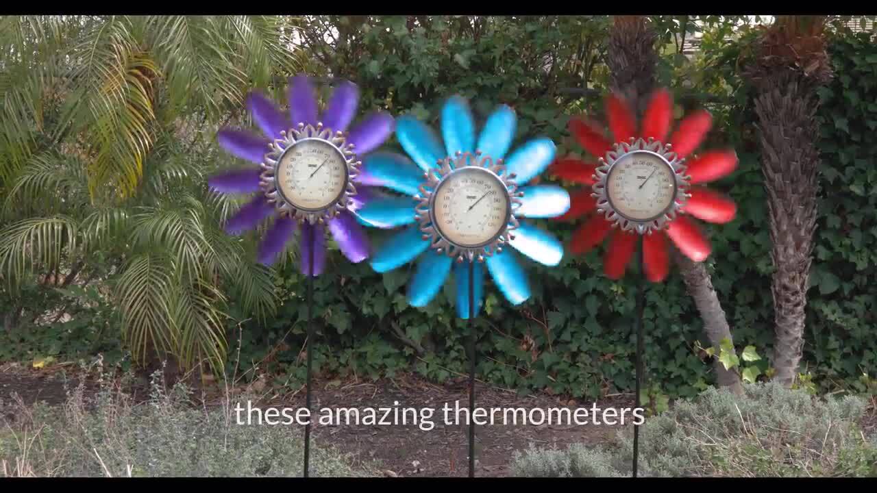 Outdoor Thermometer Metal Sun Garden Stake Outside Thermometer For