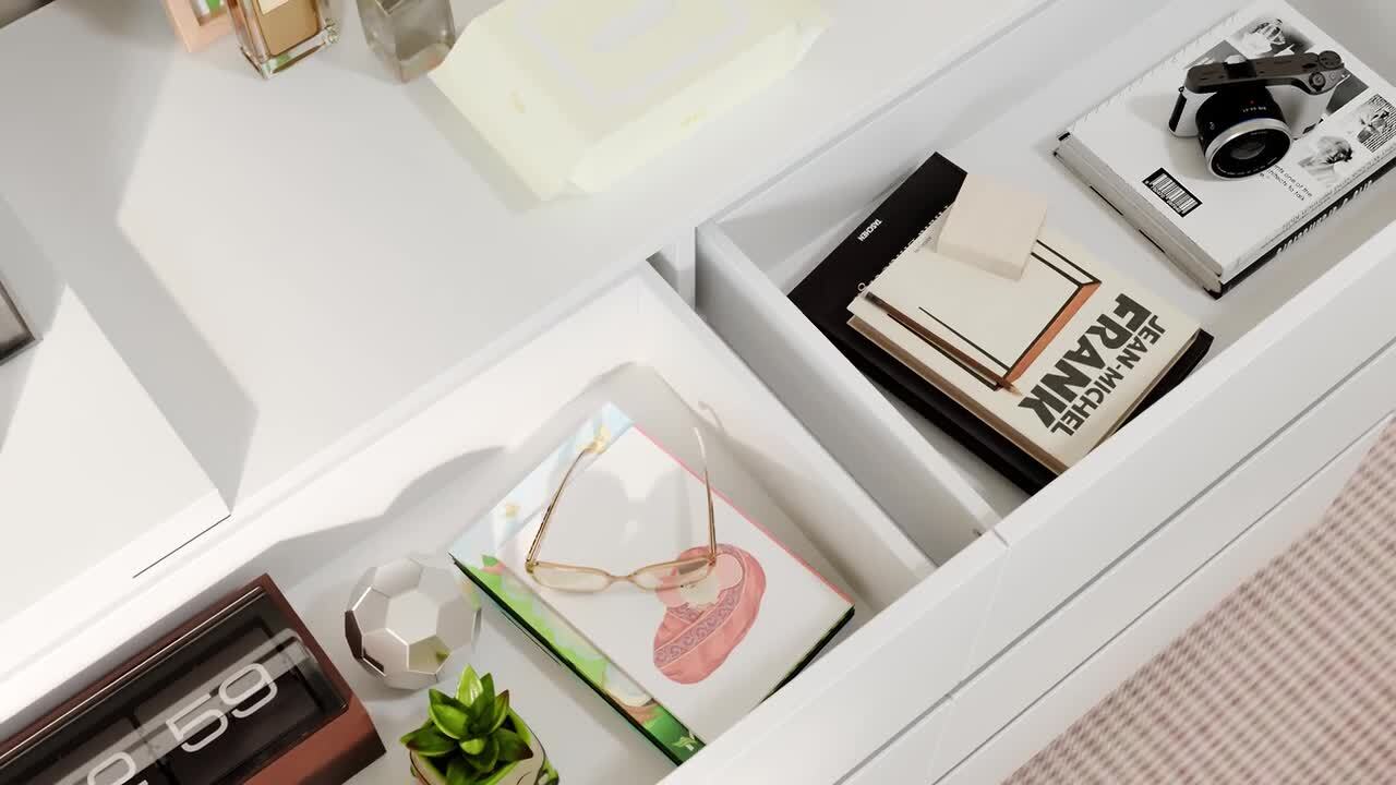 6-Drawer L-Shaped Chest of Drawers Cabinet with Rotatable Desktop 47.2 in. W x 51.2 in. D x 32.7 in. H
