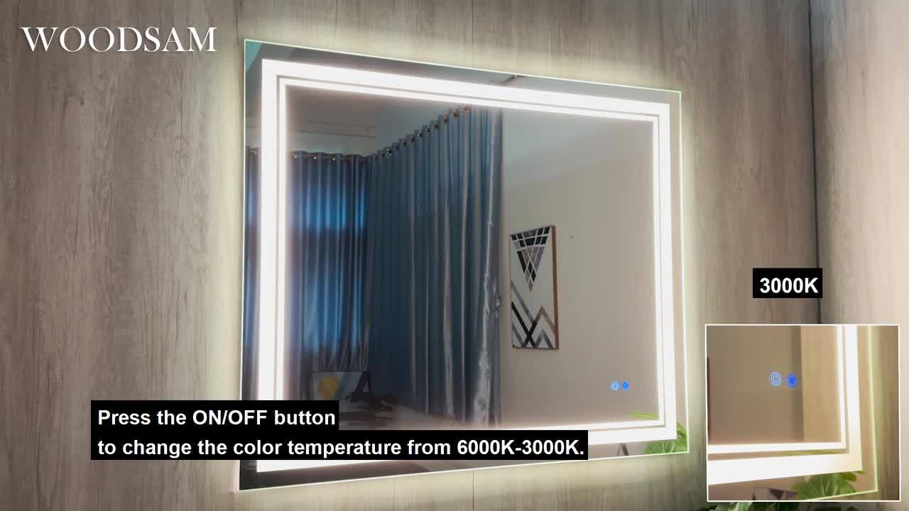 Woodsam 32 in. W x 40 in. H Large Rectangular Frameless Anti-Fog LED Lighted Wall Bathroom Vanity Mirror ., N/A