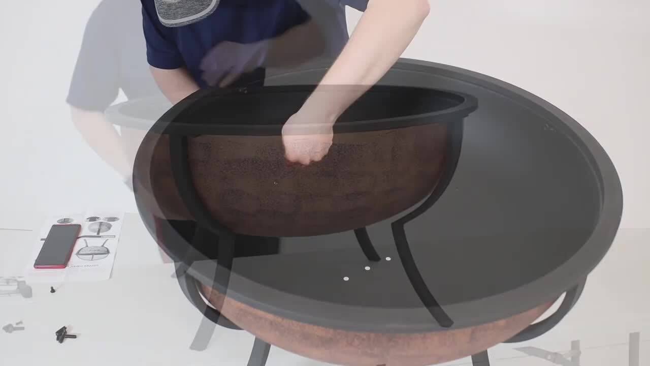 Sunnydaze 25.75 in. Copper Raised Outdoor Fire Pit Bowl with Spark