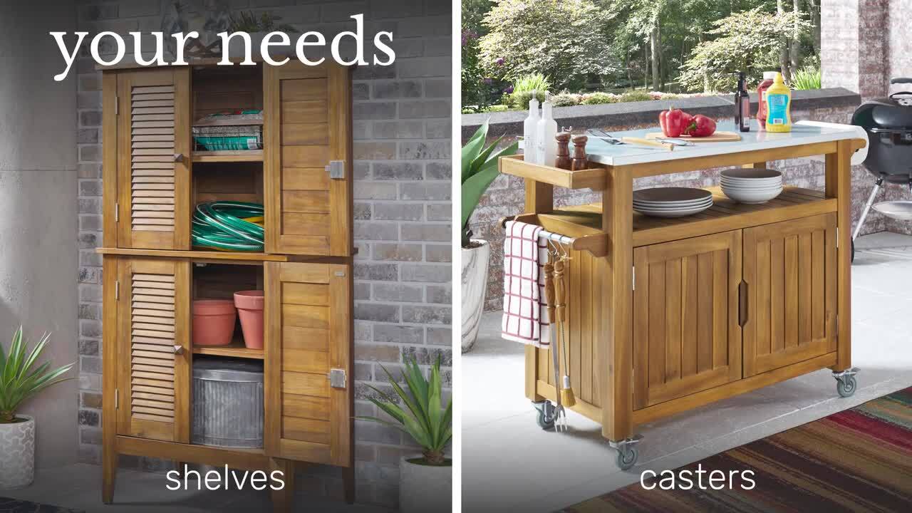 HOMESTYLES Maho 32 in. W x 22 in. D x 64 in. H Wood Golden Brown