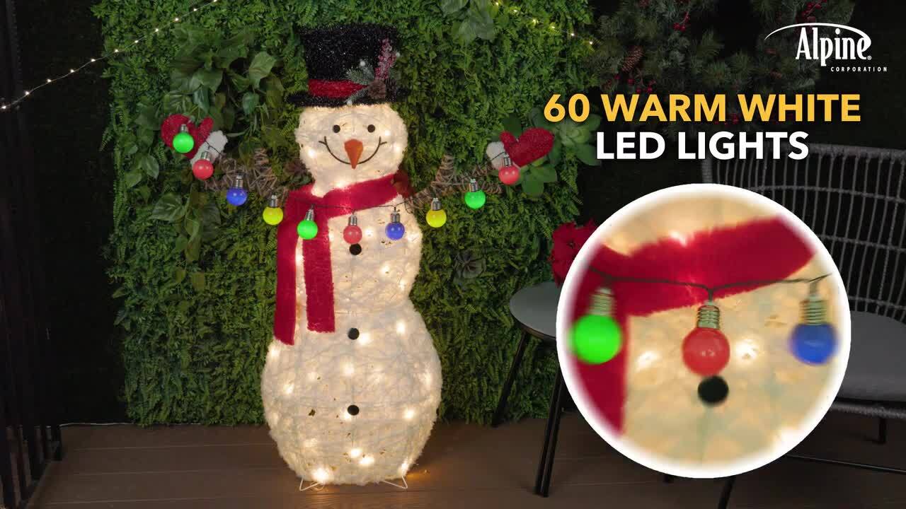 Alpine Corporation White Fabric 3D Snowman Holding Christmas