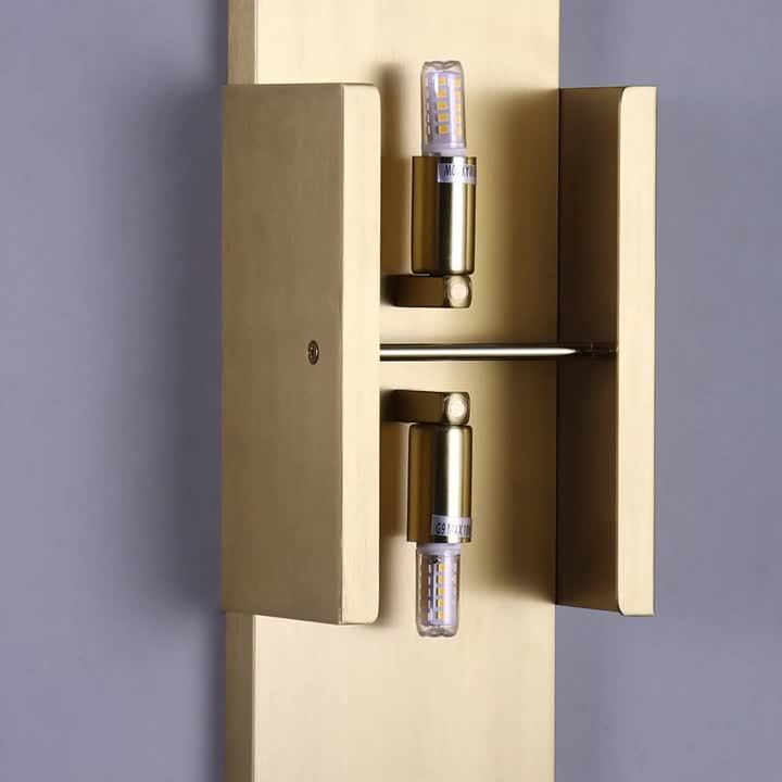 YUYI 19.8 in. 2-Light Alabaster Gold Wall Sconce, Natural