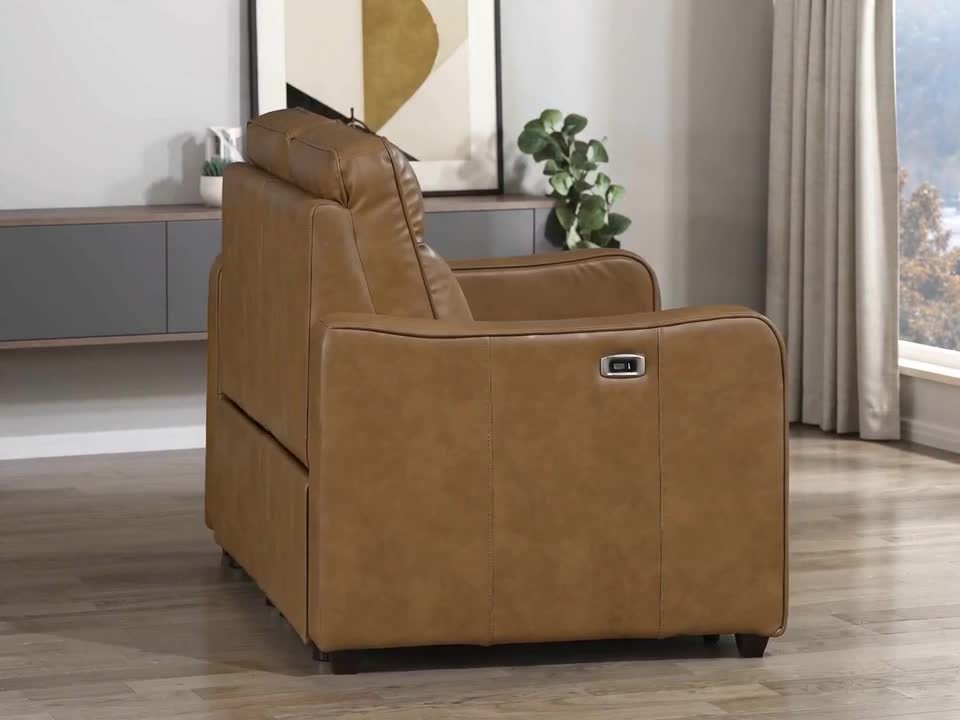 Lazzara Nivaro 59 in. Faux Leather Power Double Reclining 2-Seater
