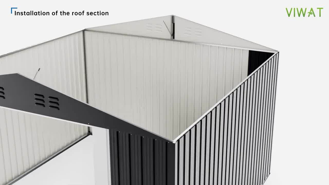 VIWAT 10 ft. W x 10 ft. D Metal Outdoor Storage Shed with Lockable