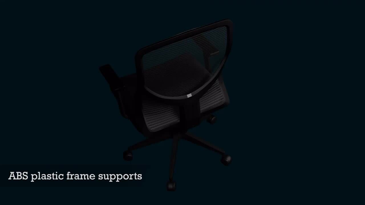 Black Polyester Seat Swivel Adjustable Task Chair Mesh Back Plastic Frame