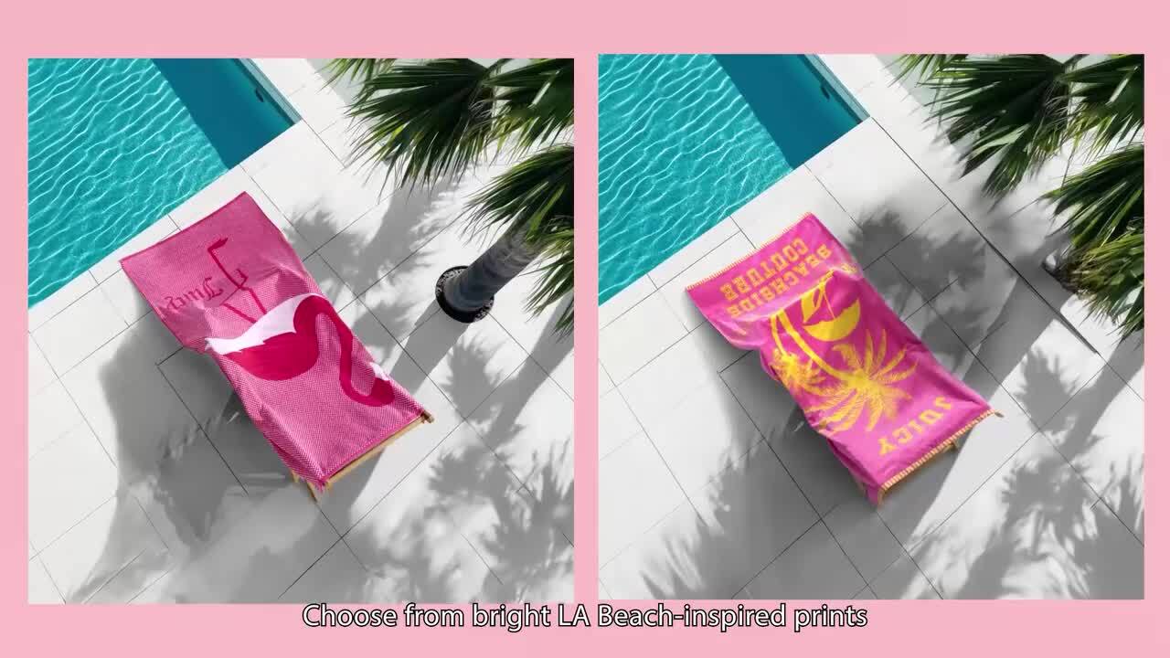 juicy couture 『choose juicy 』ビーチタオル Reversible Cabana Cotton Beach Towel - Juicy Couture